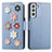 Funda de Cuero Cartera con Soporte Flores Carcasa S04D para Samsung Galaxy S21 Plus 5G