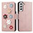 Funda de Cuero Cartera con Soporte Flores Carcasa S04D para Samsung Galaxy S21 Plus 5G