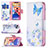 Funda de Cuero Cartera con Soporte Mariposa Carcasa L01 para Apple iPhone 14 Azul