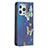 Funda de Cuero Cartera con Soporte Mariposa Carcasa L01 para Apple iPhone 14 Pro Azul