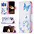 Funda de Cuero Cartera con Soporte Mariposa Carcasa L01 para Apple iPhone 15 Azul