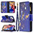 Funda de Cuero Cartera con Soporte Mariposa Carcasa L03 para Apple iPhone 14 Plus Azul