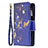 Funda de Cuero Cartera con Soporte Mariposa Carcasa L03 para Apple iPhone 14 Plus Azul