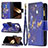 Funda de Cuero Cartera con Soporte Mariposa Carcasa L03 para Apple iPhone 15 Azul