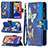 Funda de Cuero Cartera con Soporte Mariposa Carcasa L04 para Apple iPhone 13 Mini Azul