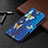 Funda de Cuero Cartera con Soporte Mariposa Carcasa L07 para Apple iPhone 13 Pro Max Azul