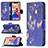 Funda de Cuero Cartera con Soporte Mariposa Carcasa L07 para Apple iPhone 14 Azul Real