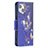 Funda de Cuero Cartera con Soporte Mariposa Carcasa L07 para Apple iPhone 14 Azul Real