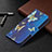 Funda de Cuero Cartera con Soporte Mariposa Carcasa L07 para Apple iPhone 14 Plus Azul