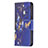 Funda de Cuero Cartera con Soporte Mariposa Carcasa L07 para Apple iPhone 14 Pro Azul Real