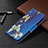 Funda de Cuero Cartera con Soporte Mariposa Carcasa L07 para Apple iPhone 15 Azul