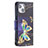 Funda de Cuero Cartera con Soporte Mariposa Carcasa L07 para Apple iPhone 15 Multicolor