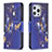 Funda de Cuero Cartera con Soporte Mariposa Carcasa L07 para Apple iPhone 15 Pro Max Azul Real