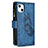 Funda de Cuero Cartera con Soporte Mariposa Carcasa L08 para Apple iPhone 13 Azul