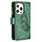 Funda de Cuero Cartera con Soporte Mariposa Carcasa L08 para Apple iPhone 13 Pro Verde