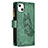 Funda de Cuero Cartera con Soporte Mariposa Carcasa L08 para Apple iPhone 13 Verde