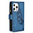 Funda de Cuero Cartera con Soporte Mariposa Carcasa L08 para Apple iPhone 14 Pro Max Azul