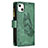 Funda de Cuero Cartera con Soporte Mariposa Carcasa L08 para Apple iPhone 15 Verde