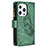 Funda de Cuero Cartera con Soporte Mariposa Carcasa L08 para Apple iPhone 16 Pro Verde