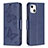 Funda de Cuero Cartera con Soporte Mariposa Carcasa L09 para Apple iPhone 14 Azul