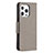 Funda de Cuero Cartera con Soporte Mariposa Carcasa L09 para Apple iPhone 14 Pro Max Gris Oscuro