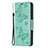 Funda de Cuero Cartera con Soporte Mariposa Carcasa L09 para Apple iPhone 14 Pro Verde