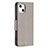 Funda de Cuero Cartera con Soporte Mariposa Carcasa L09 para Apple iPhone 15 Gris