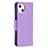 Funda de Cuero Cartera con Soporte Mariposa Carcasa L09 para Apple iPhone 15 Plus Morado