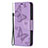 Funda de Cuero Cartera con Soporte Mariposa Carcasa L09 para Apple iPhone 15 Pro Max Morado