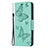 Funda de Cuero Cartera con Soporte Mariposa Carcasa L09 para Apple iPhone 15 Verde