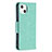 Funda de Cuero Cartera con Soporte Mariposa Carcasa L09 para Apple iPhone 15 Verde