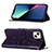 Funda de Cuero Cartera con Soporte Mariposa Carcasa L10 para Apple iPhone 13 Mini Morado