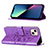 Funda de Cuero Cartera con Soporte Mariposa Carcasa L10 para Apple iPhone 14 Plus Purpura Claro