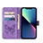 Funda de Cuero Cartera con Soporte Mariposa Carcasa L10 para Apple iPhone 14 Plus Purpura Claro