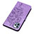 Funda de Cuero Cartera con Soporte Mariposa Carcasa L10 para Apple iPhone 15 Pro Max Purpura Claro