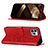 Funda de Cuero Cartera con Soporte Mariposa Carcasa L10 para Apple iPhone 15 Pro Max Rojo