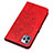 Funda de Cuero Cartera con Soporte Mariposa Carcasa L10 para Apple iPhone 15 Pro Max Rojo