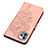 Funda de Cuero Cartera con Soporte Mariposa Carcasa L10 para Apple iPhone 15 Pro Oro Rosa