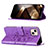 Funda de Cuero Cartera con Soporte Mariposa Carcasa L10 para Apple iPhone 15 Purpura Claro