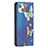 Funda de Cuero Cartera con Soporte Mariposa Carcasa para Apple iPhone 14 Plus Azul