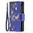 Funda de Cuero Cartera con Soporte Mariposa Carcasa para Apple iPhone 14 Pro Azul Real