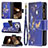 Funda de Cuero Cartera con Soporte Mariposa Carcasa para Apple iPhone 14 Pro Azul Real