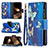 Funda de Cuero Cartera con Soporte Mariposa Carcasa para Apple iPhone 15 Pro Max Azul