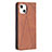 Funda de Cuero Cartera con Soporte Patron de Moda Carcasa L04 para Apple iPhone 13 Marron