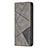 Funda de Cuero Cartera con Soporte Patron de Moda Carcasa L04 para Apple iPhone 13 Pro Max Gris