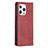 Funda de Cuero Cartera con Soporte Patron de Moda Carcasa L04 para Apple iPhone 13 Pro Max Rojo