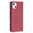 Funda de Cuero Cartera con Soporte Patron de Moda Carcasa L04 para Apple iPhone 13 Rojo