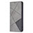 Funda de Cuero Cartera con Soporte Patron de Moda Carcasa L04 para Apple iPhone 14 Plus Gris