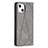 Funda de Cuero Cartera con Soporte Patron de Moda Carcasa L04 para Apple iPhone 14 Plus Gris