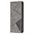 Funda de Cuero Cartera con Soporte Patron de Moda Carcasa L04 para Apple iPhone 14 Pro Max Gris